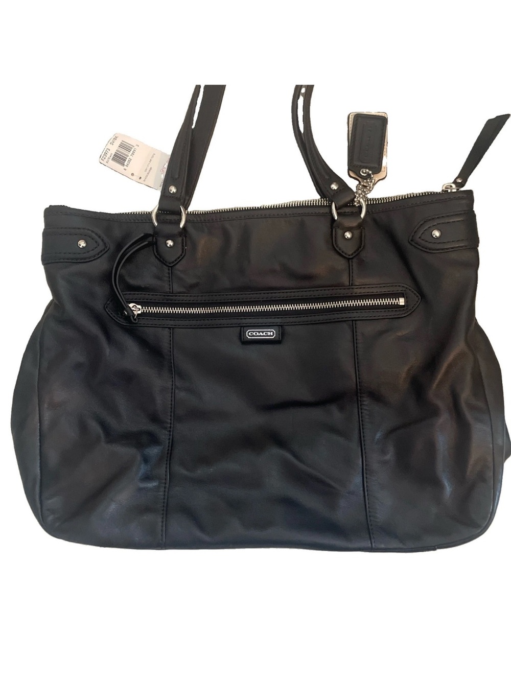 Vintage COACH Daisy Emma F23973 Black Leather Shoulder Bag Tote 15"x11"x4” nwt